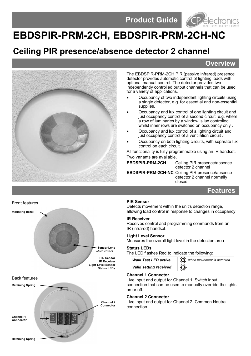 CP Electronics EBDSPIR-PRM-2CH User Manual | 8 pages