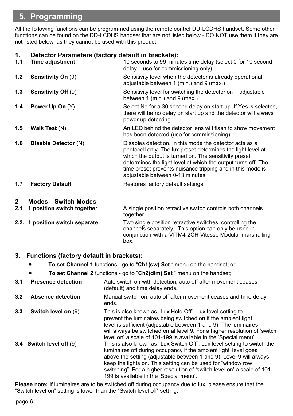 Programming | CP Electronics EBDSPIR-PRM-2CHC User Manual | Page 6 / 8