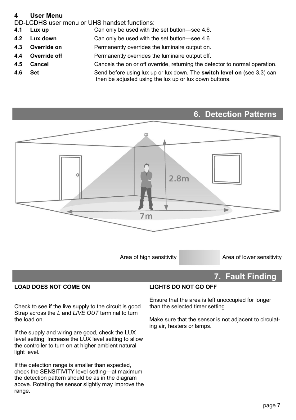 Detection patterns, Fault finding | CP Electronics EBDSPIR-PRM-2CHC User Manual | Page 7 / 8