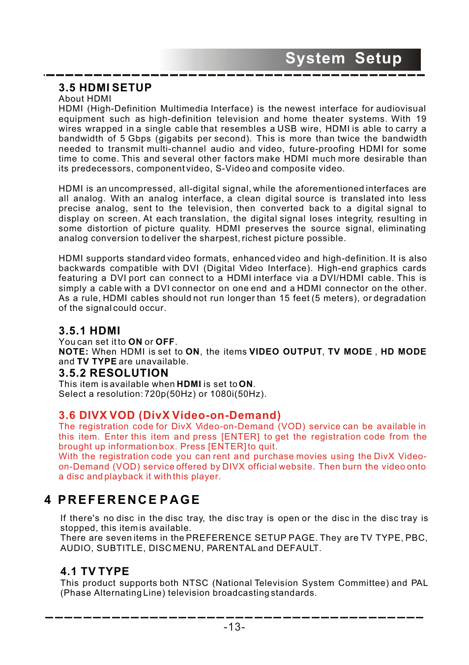 System setup | COBY electronic DVD-958 User Manual | Page 14 / 22