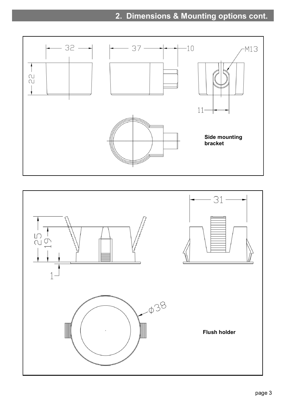 Dimensions & mounting options cont | CP Electronics EBMPIR + slim line PSU User Manual | Page 3 / 12