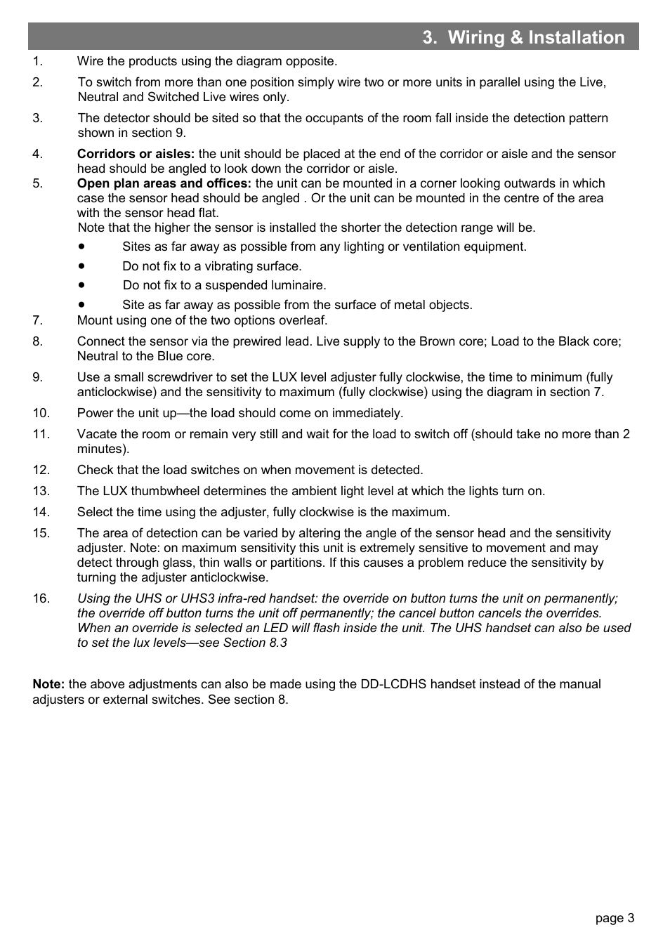 Wiring & installation | CP Electronics MWS3A-PRM-L3 User Manual | Page 3 / 8