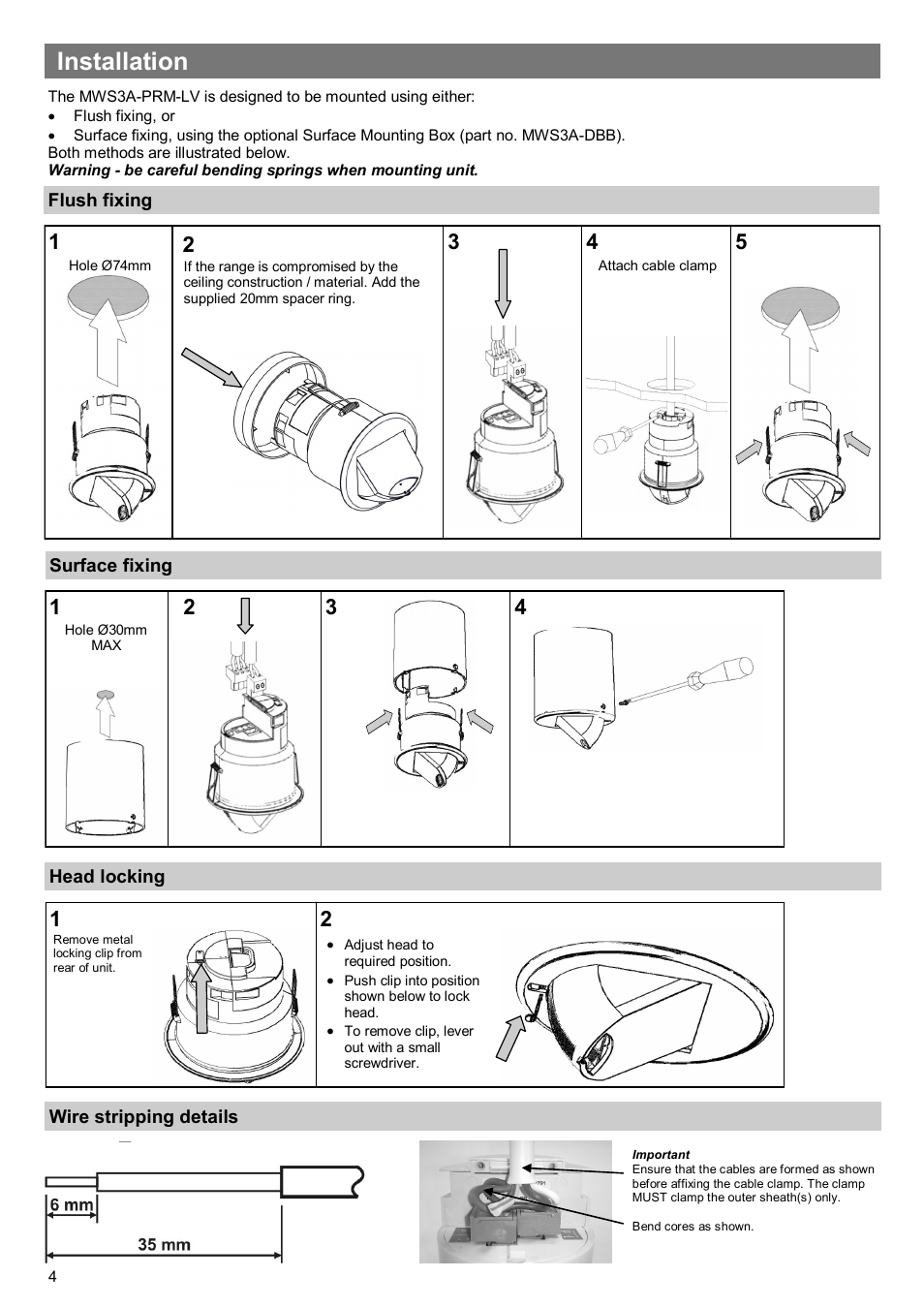 Installation | CP Electronics MWS3A-PRM-LV User Manual | Page 4 / 8