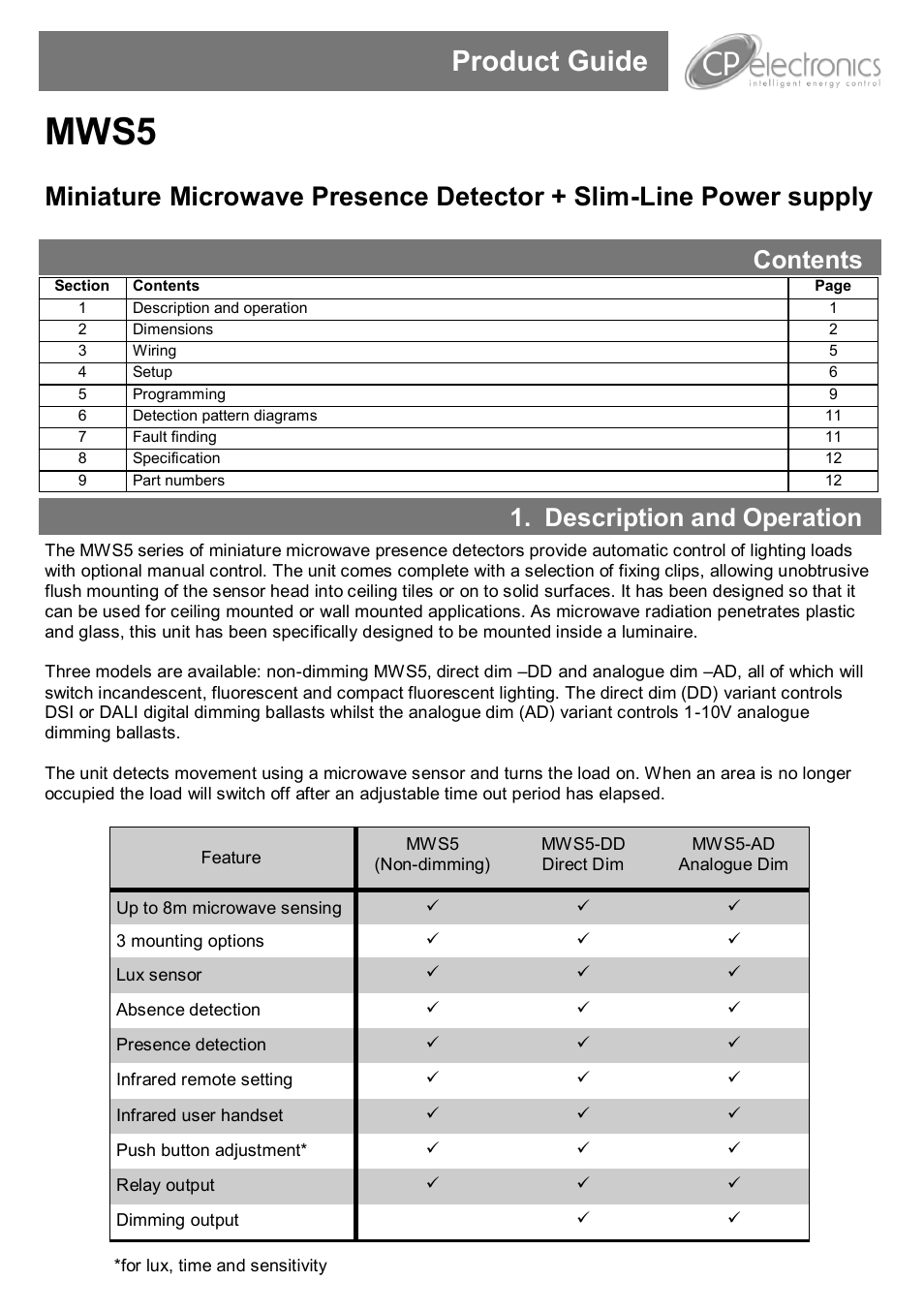 CP Electronics MWS5 + slim line PSU User Manual | 12 pages