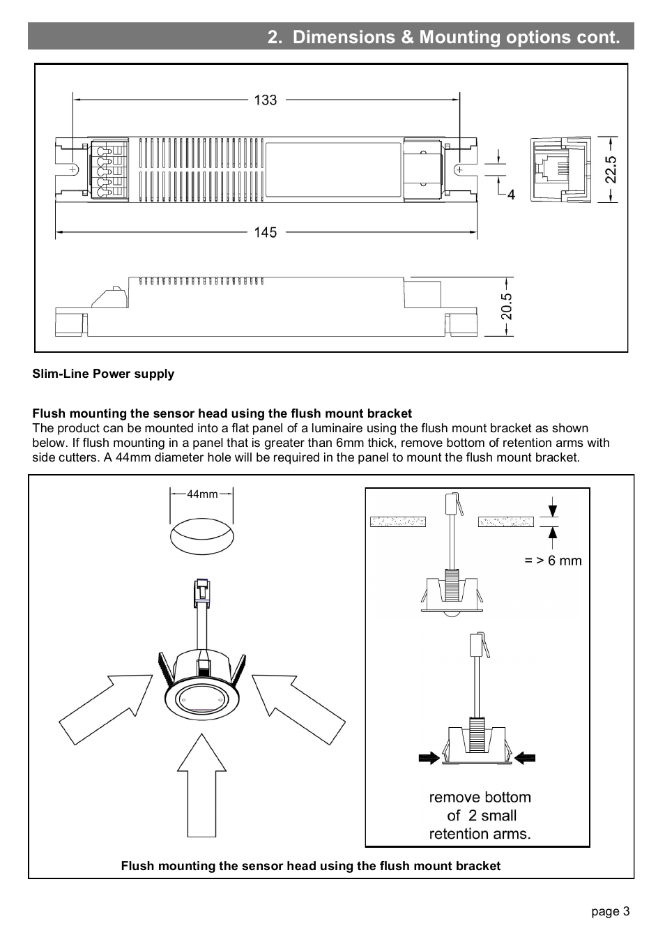 Dimensions & mounting options cont | CP Electronics MWS5 + slim line PSU User Manual | Page 3 / 12