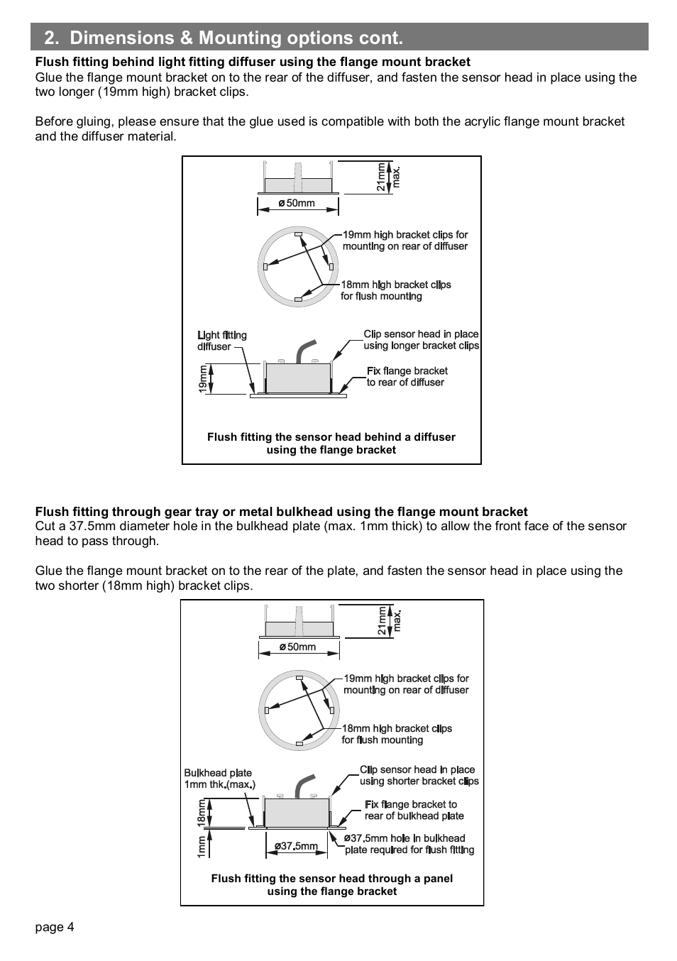 Dimensions & mounting options cont | CP Electronics MWS5 + slim line PSU User Manual | Page 4 / 12