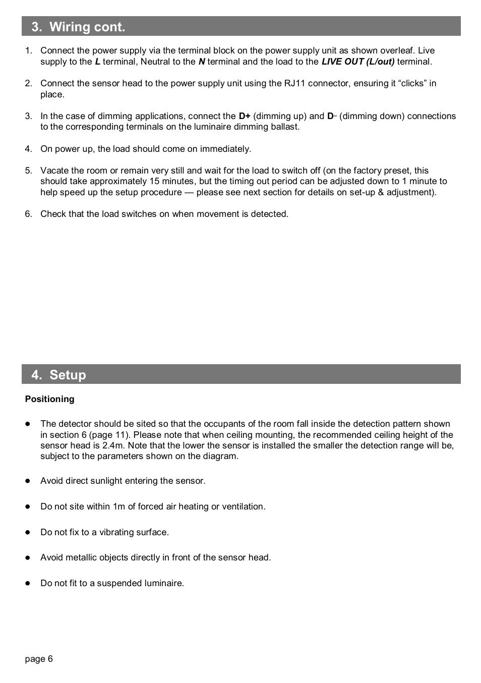 Wiring cont. 4. setup | CP Electronics MWS5 + slim line PSU User Manual | Page 6 / 12