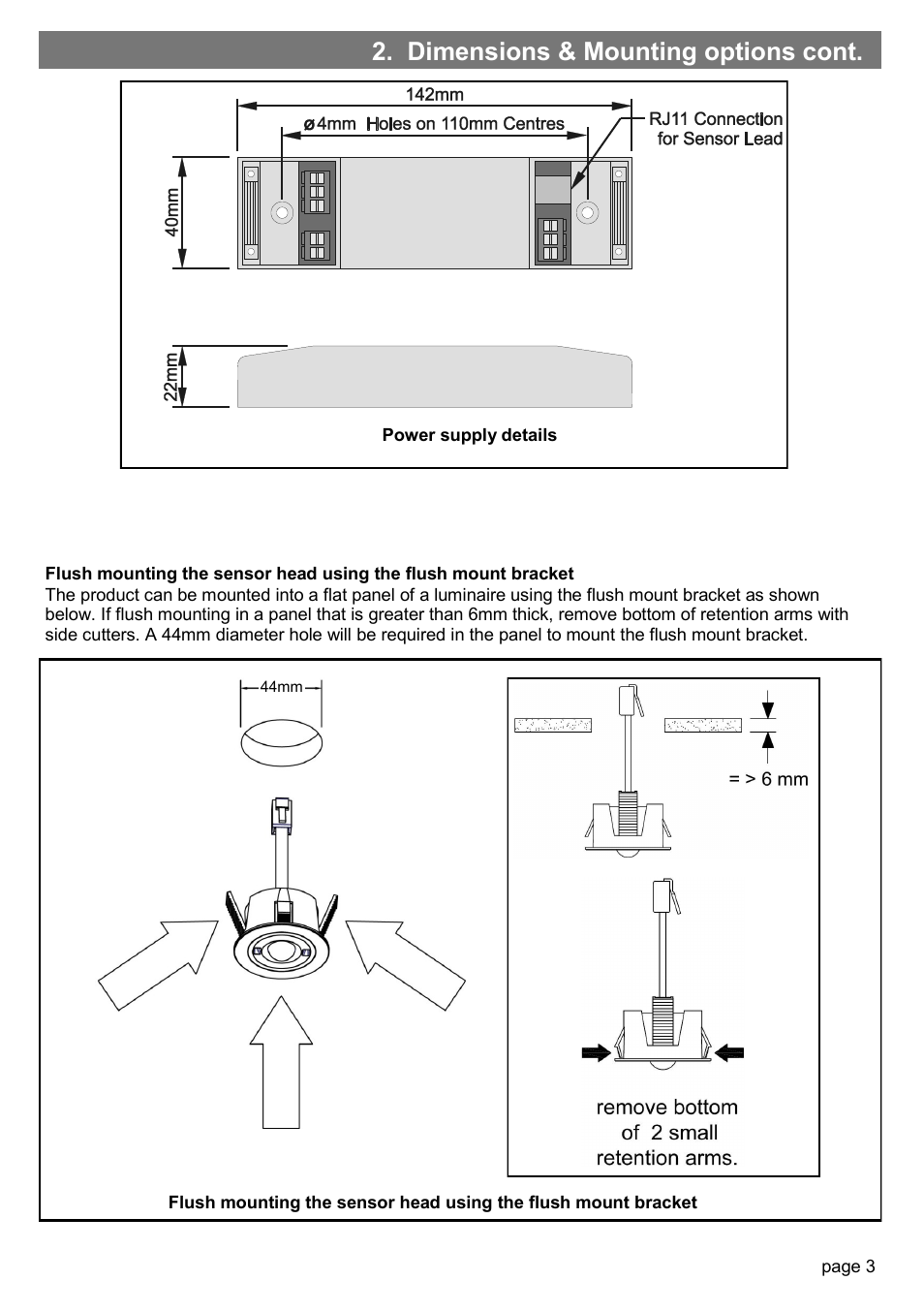 Dimensions & mounting options cont | CP Electronics MWS5 User Manual | Page 3 / 12