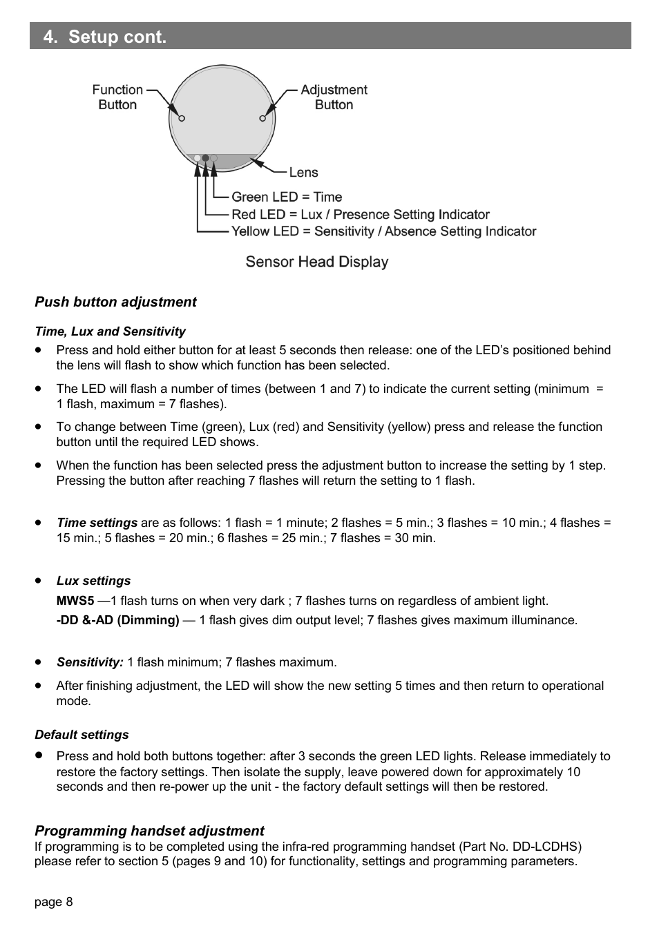 Setup cont | CP Electronics MWS5 User Manual | Page 8 / 12