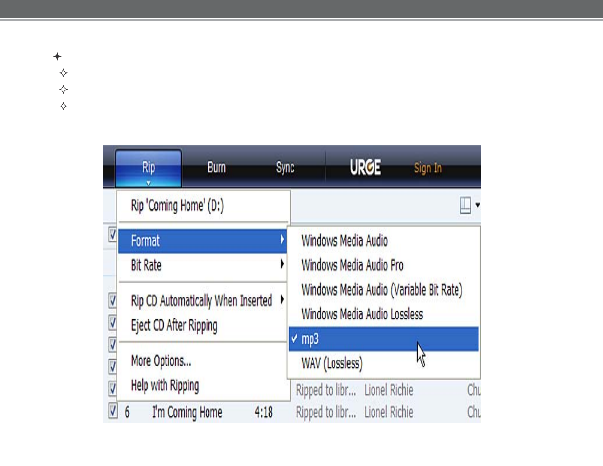 3) set the rip options (optional) | COBY electronic MP-610 User Manual | Page 6 / 17