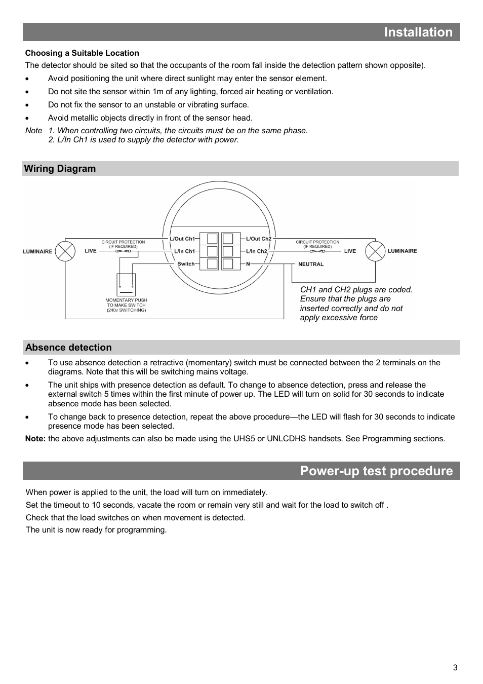 Installation, Power-up test procedure | CP Electronics MWS6-PRM-2CH User Manual | Page 3 / 8