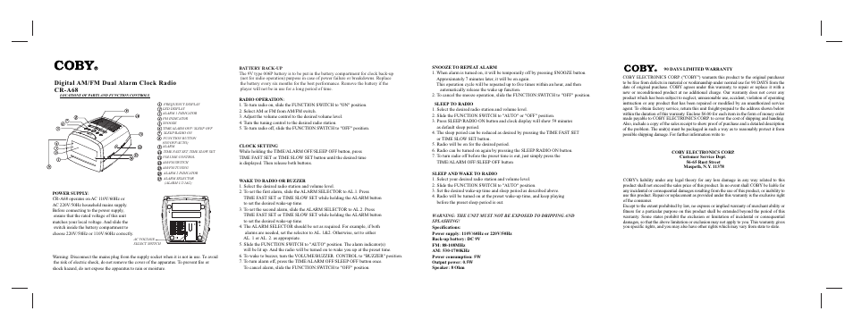 COBY electronic CR-A68 User Manual | 1 page