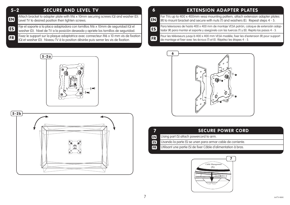 2 secure and level tv, 6extension adapter plates | Crimson A47V User Manual | Page 7 / 8