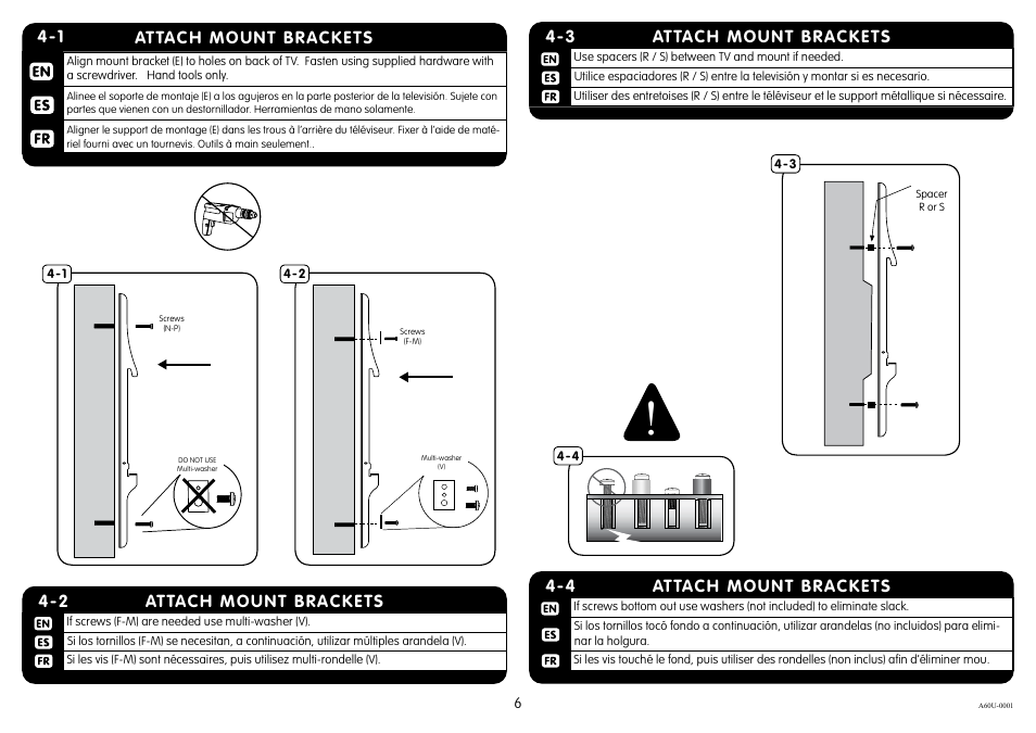 1 attach mount brackets, Attach mount brackets 4-2, Attach mount brackets 4-4 | Attach mount brackets 4-3 | Crimson A60U User Manual | Page 6 / 8