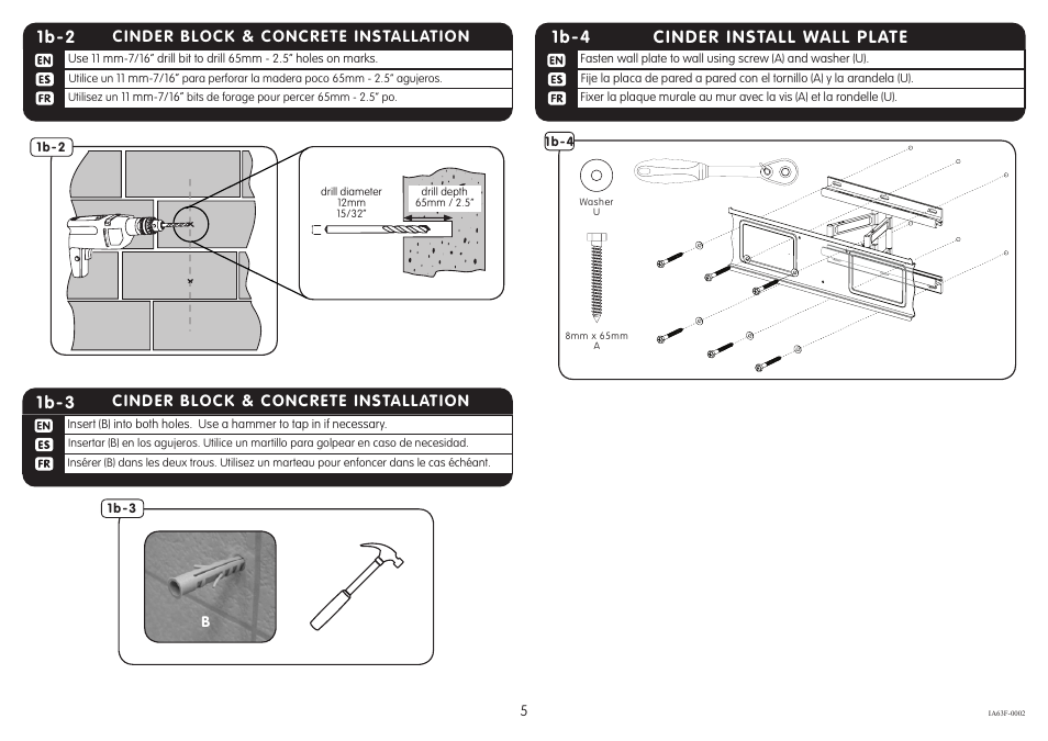 Cinder install wall plate 1b-4, 1b-3, 1b-2 | Crimson A63F User Manual | Page 5 / 9