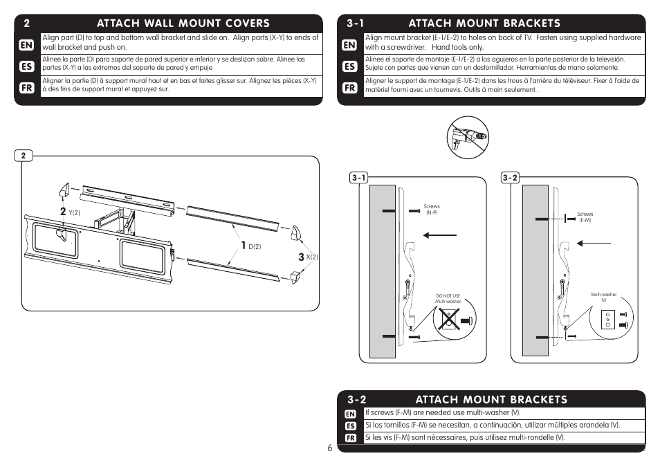 1 attach mount brackets, 2attach wall mount covers, Attach mount brackets 3-2 | Crimson A63F User Manual | Page 6 / 9