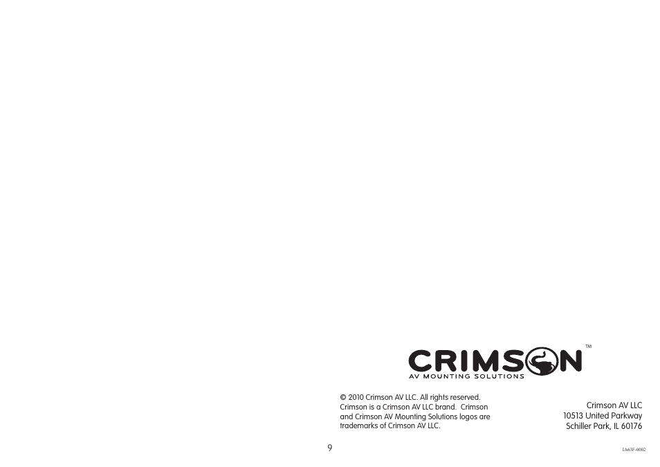 Crimson A63F User Manual | Page 9 / 9