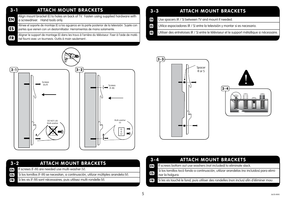 1 attach mount brackets, Attach mount brackets 3-4, Attach mount brackets 3-2 | Attach mount brackets 3-3 | Crimson A63I User Manual | Page 5 / 7
