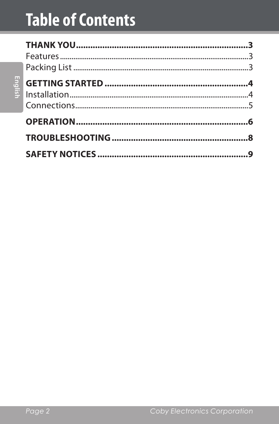 COBY electronic CSMP80 User Manual | Page 2 / 40