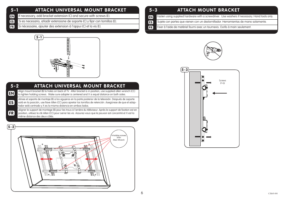 3 attach mount bracket, Attach universal mount bracket 5-1, Attach universal mount bracket 5-2 | Crimson C2K65 User Manual | Page 6 / 9
