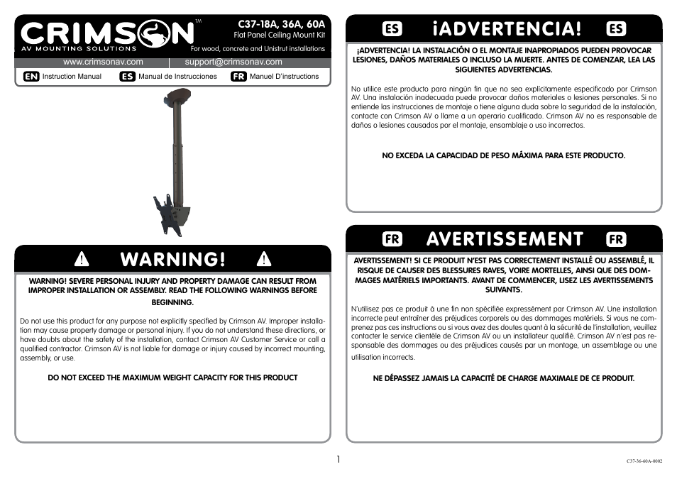 Crimson C37-36A User Manual | 8 pages