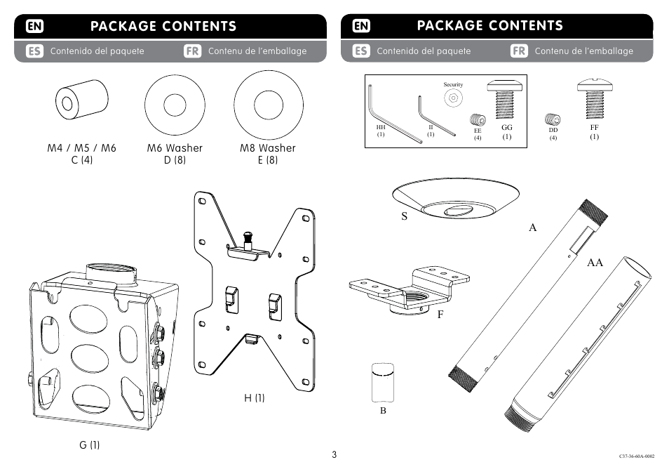 Package contents | Crimson C37-36A User Manual | Page 3 / 8