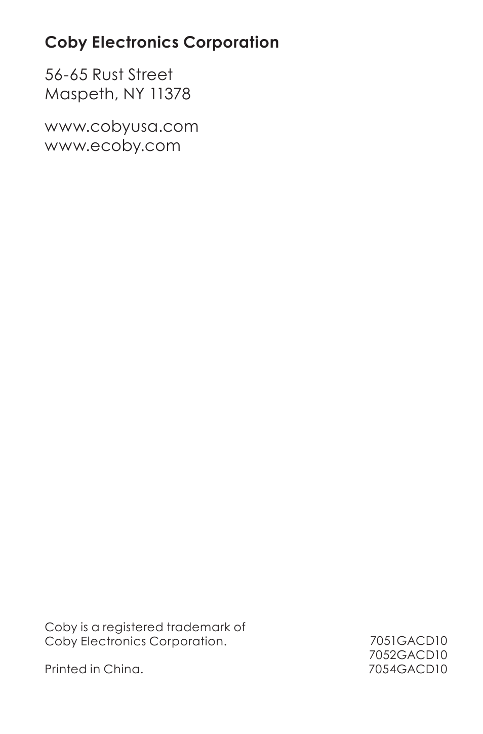 COBY electronic MP-705-4G User Manual | Page 58 / 58