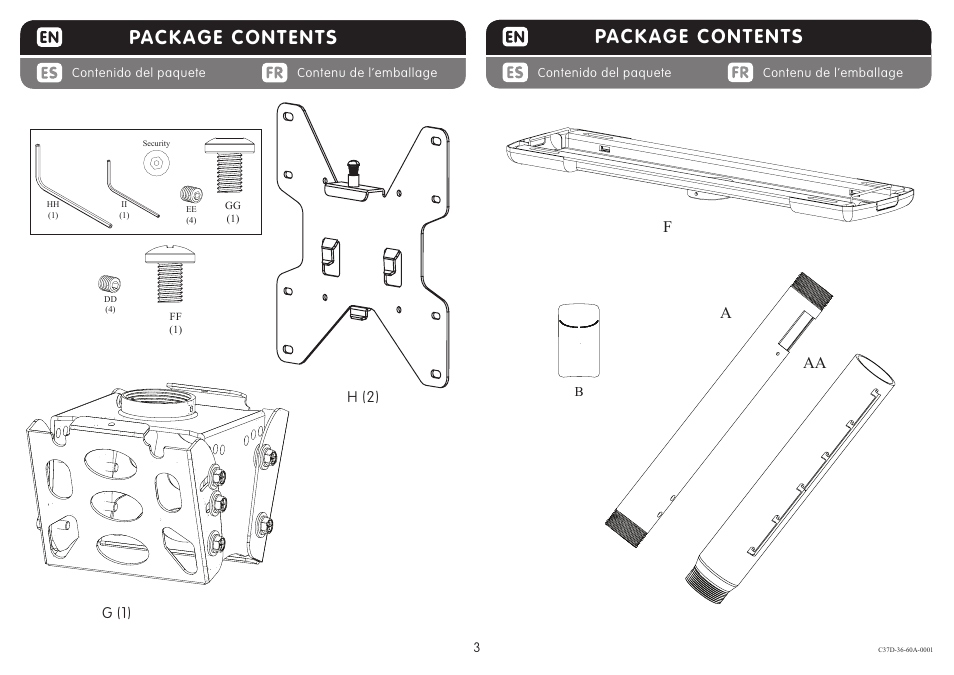 Package contents | Crimson C37D-36A User Manual | Page 3 / 8