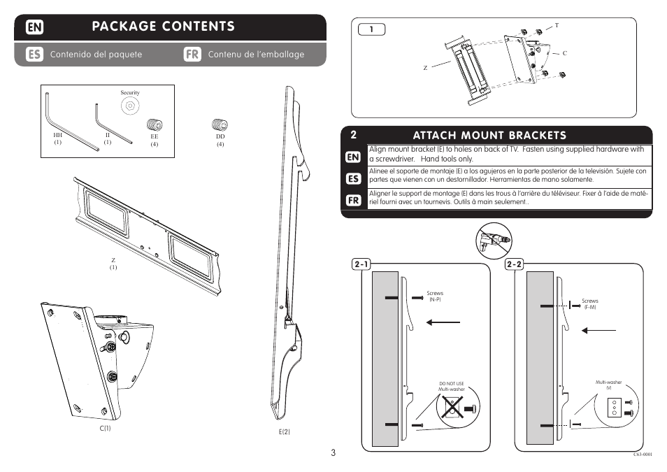 Package contents, 2attach mount brackets | Crimson C63 User Manual | Page 3 / 5
