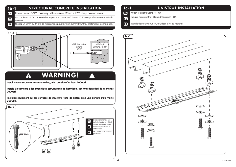 Warning, 1c-1, 1b-1 | Crimson C63-36A User Manual | Page 4 / 8