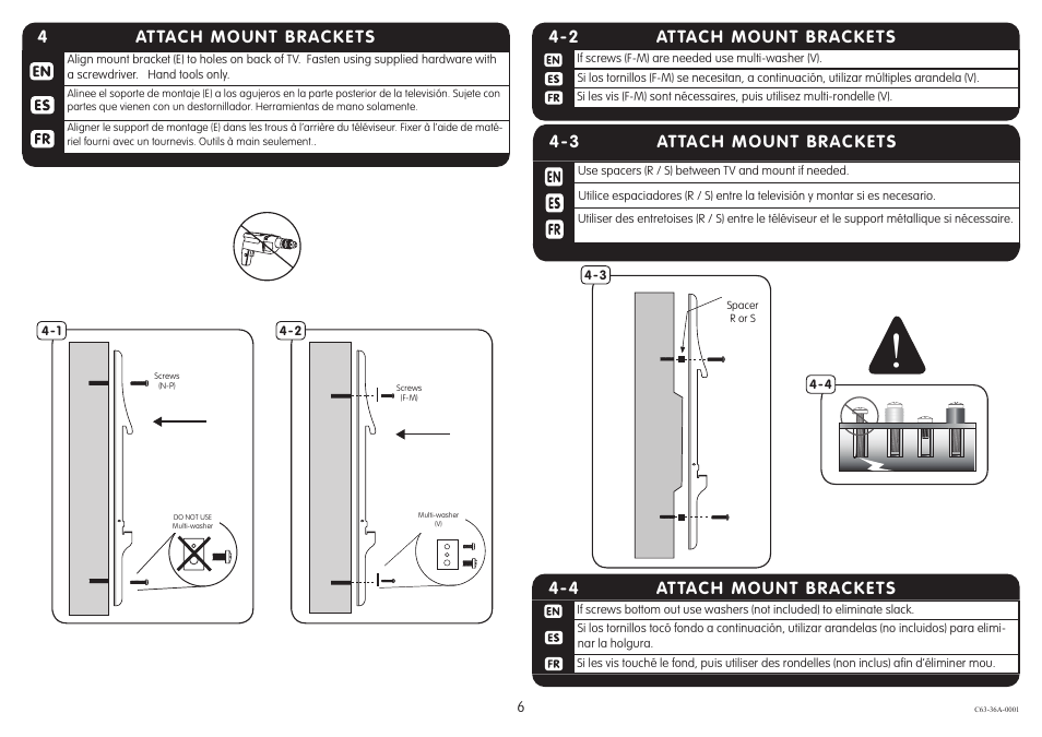 Attach mount brackets 4-4, Attach mount brackets 4-2, Attach mount brackets 4-3 | 4attach mount brackets | Crimson C63-36A User Manual | Page 6 / 8