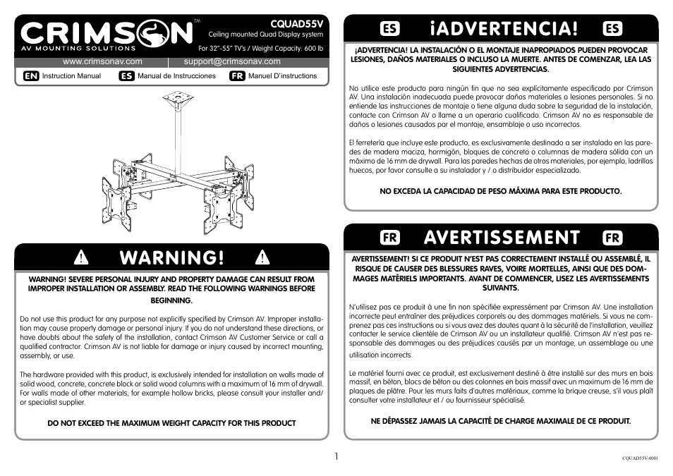 Crimson CQUAD55V User Manual | 10 pages