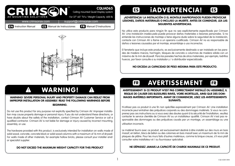 Crimson CQUAD65 User Manual | 10 pages