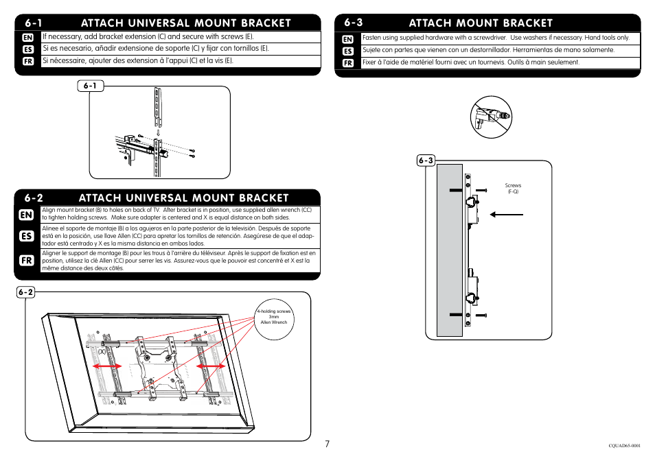 3 attach mount bracket, Attach universal mount bracket 6-1, Attach universal mount bracket 6-2 | Crimson CQUAD65 User Manual | Page 7 / 10
