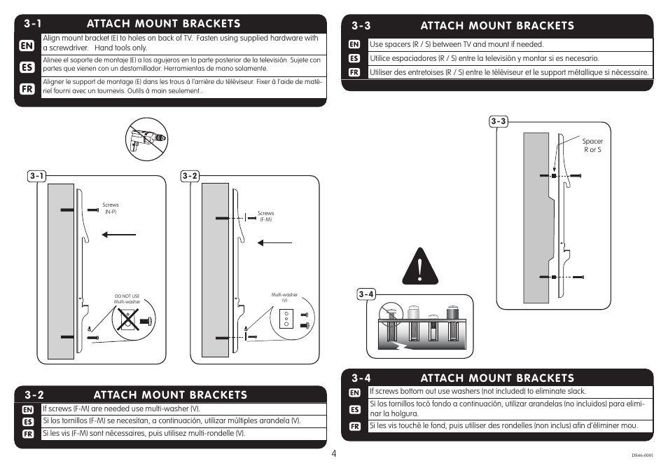 Attach mount brackets 3-4, Attach mount brackets 3-3, 1 attach mount brackets | Attach mount brackets 3-2 | Crimson DS46 User Manual | Page 4 / 6