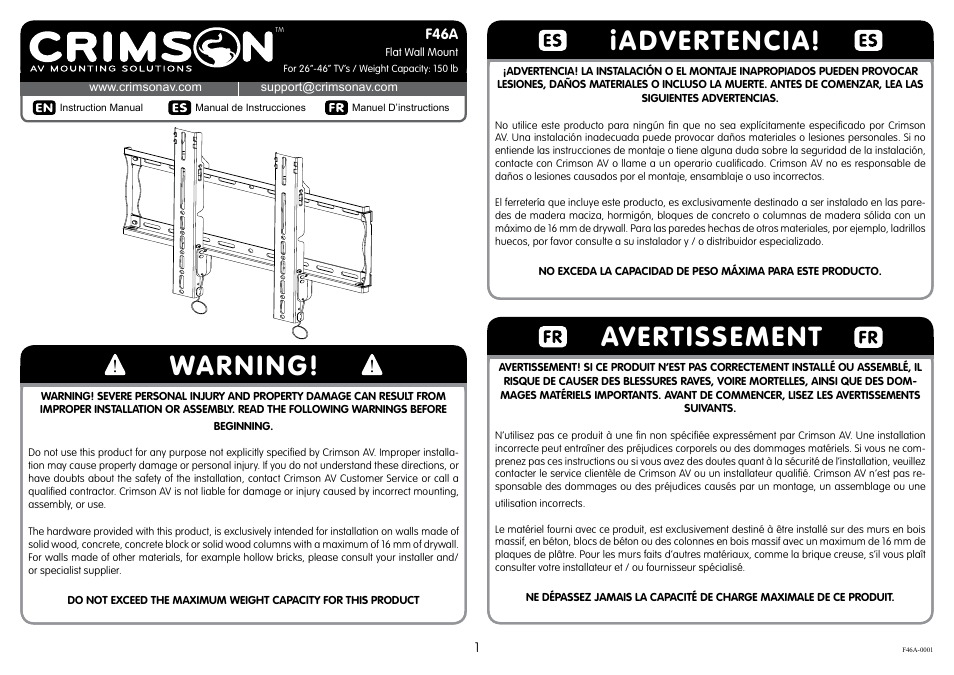 Crimson F46A User Manual | 9 pages