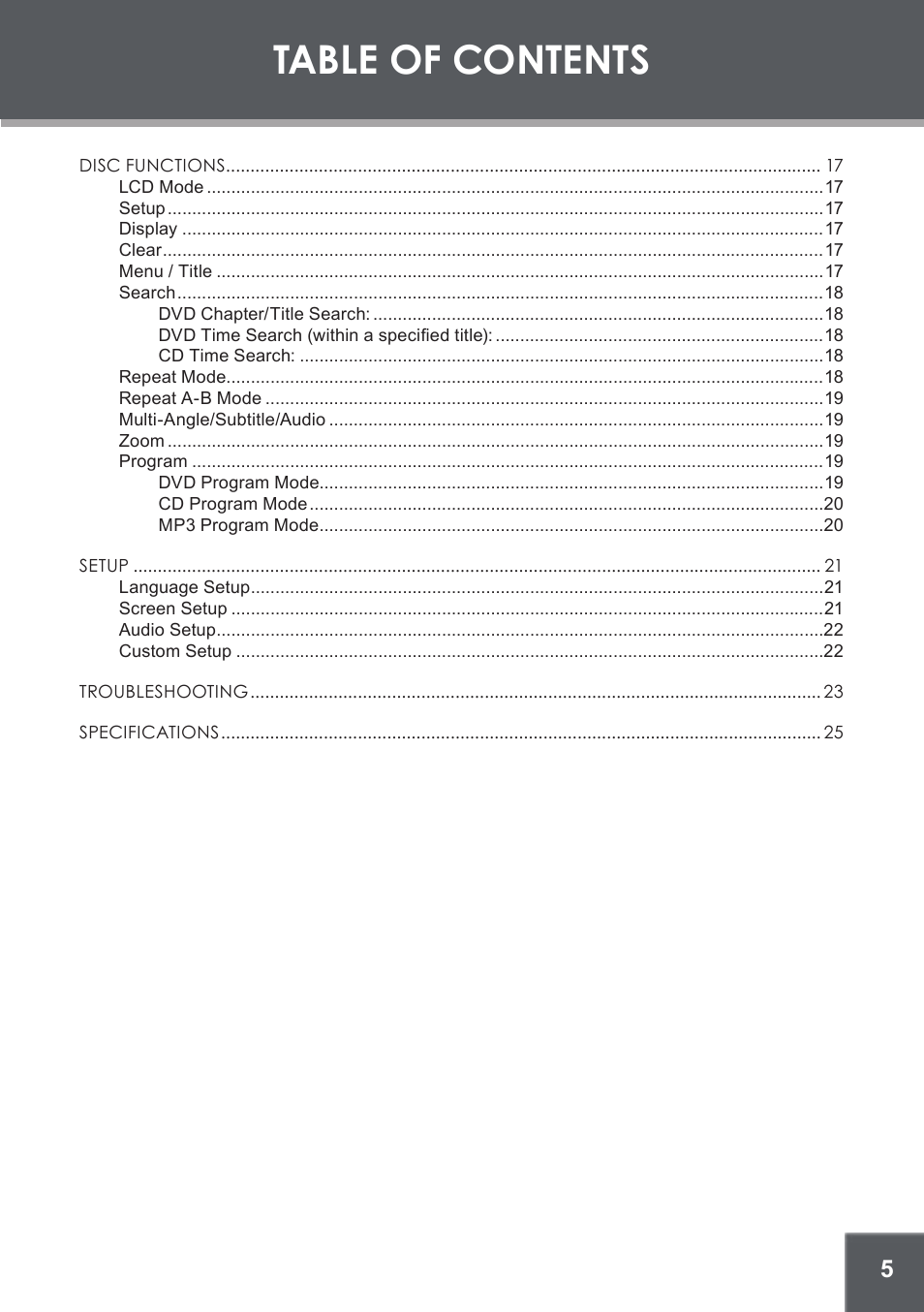 COBY electronic TF-DVD450 User Manual | Page 5 / 28