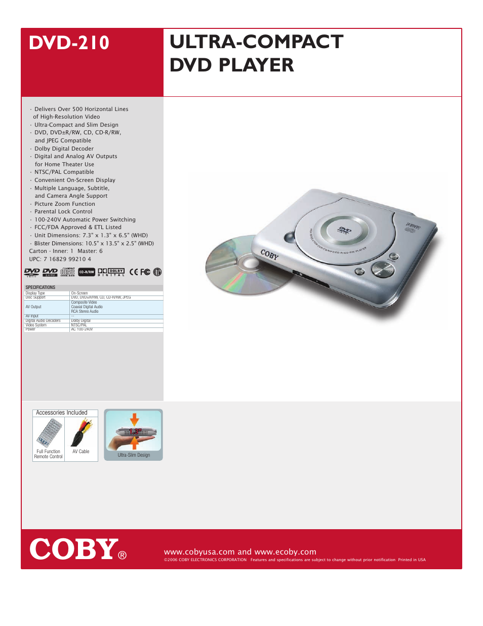 COBY DVD-210 User Manual | 1 page