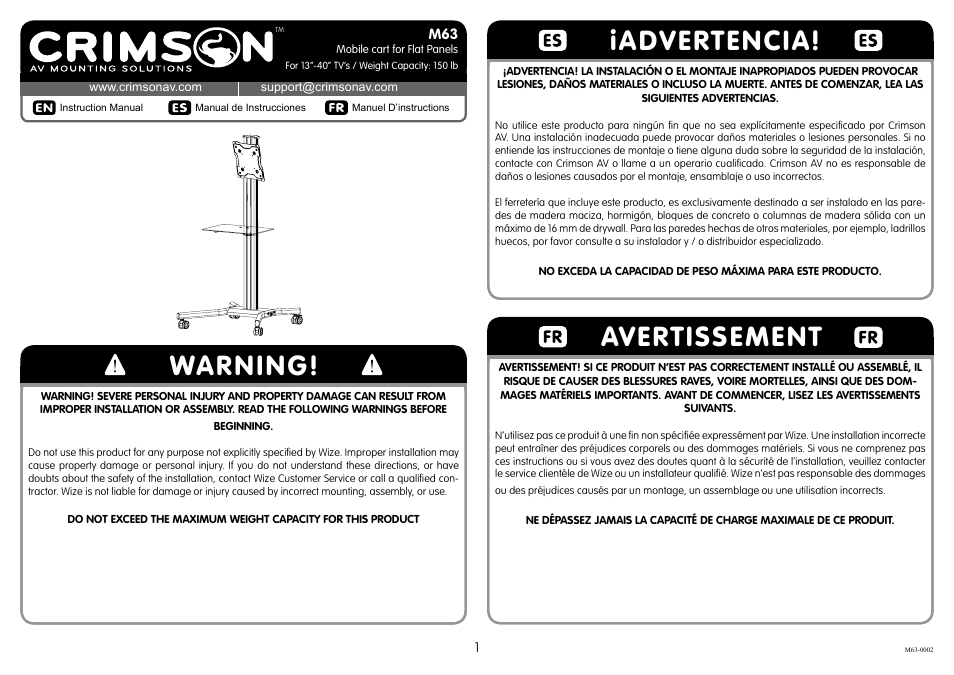 Crimson M63 User Manual | 8 pages