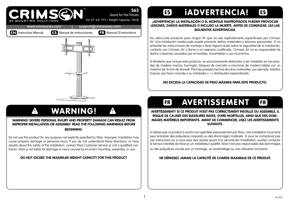 Crimson S63 User Manual | 7 pages