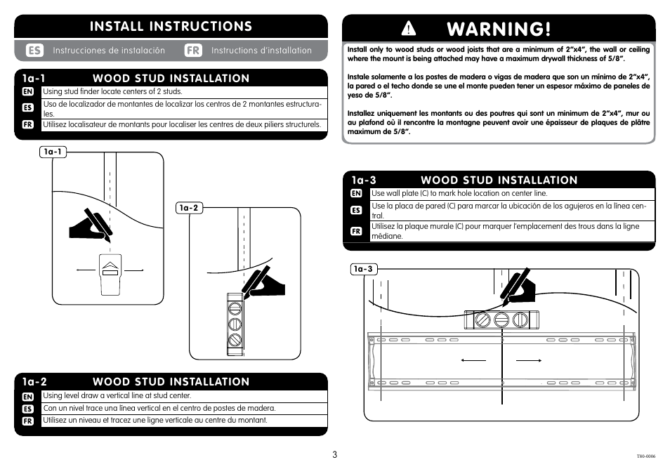 Warning, Install instructions | Crimson T80 User Manual | Page 3 / 8