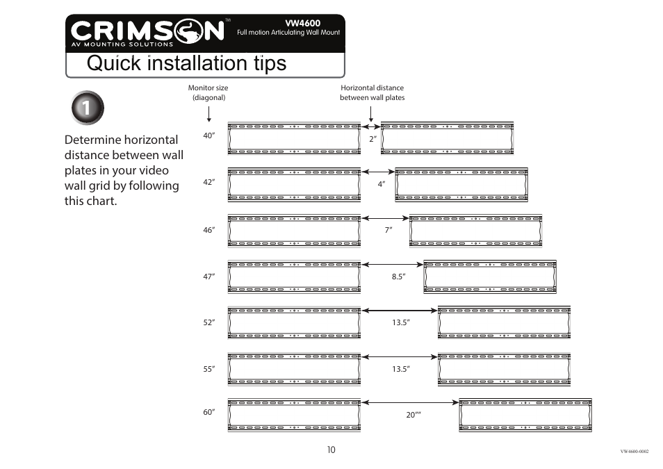 Quick installation tips | Crimson VW4600 - VW4600G2 User Manual | Page 10 / 12