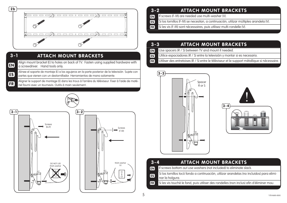 1 attach mount brackets, Attach mount brackets 3-4, Attach mount brackets 3-2 | Attach mount brackets 3-3 | Crimson VW4600 - VW4600G2 User Manual | Page 5 / 12
