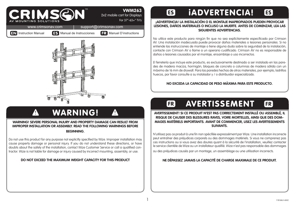 Crimson VWM263 User Manual | 10 pages