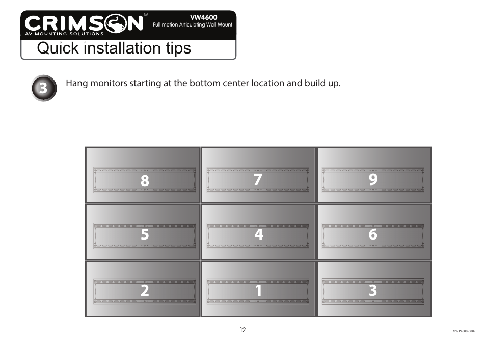 Quick installation tips | Crimson VWP4600 - VWP4600G2 User Manual | Page 12 / 12