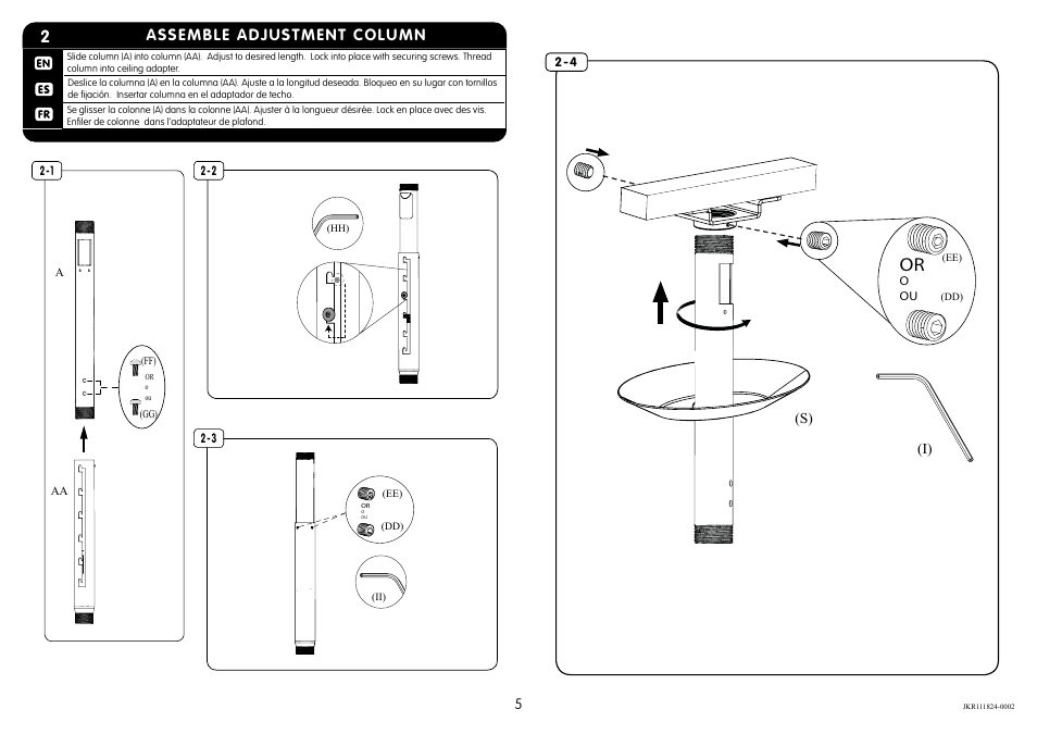 Assemble adjustment column | Crimson JKR User Manual | Page 5 / 8