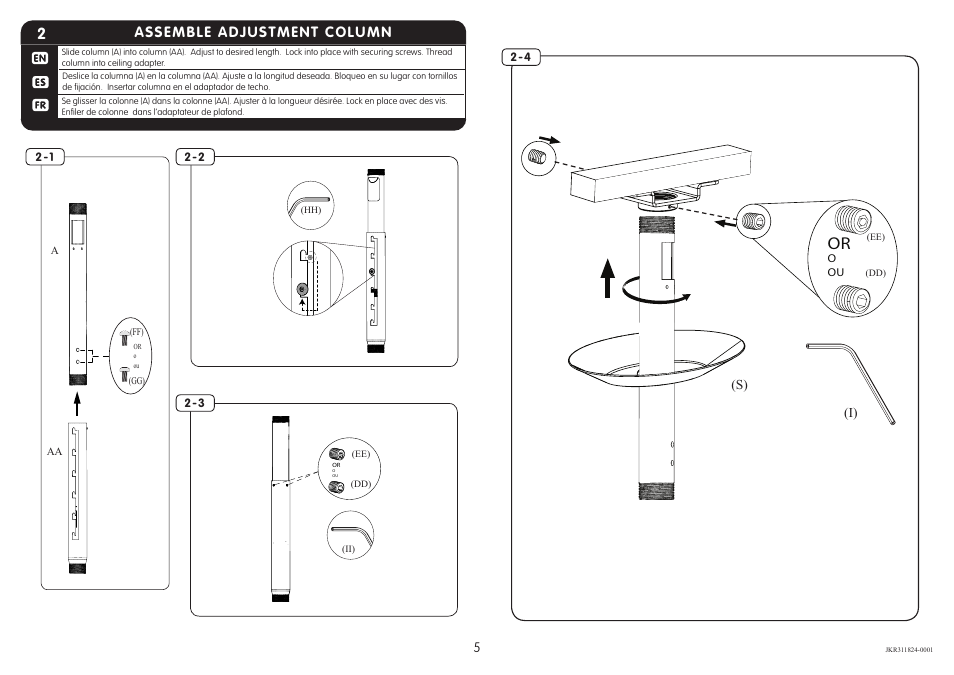 Assemble adjustment column | Crimson JKR3 User Manual | Page 5 / 11