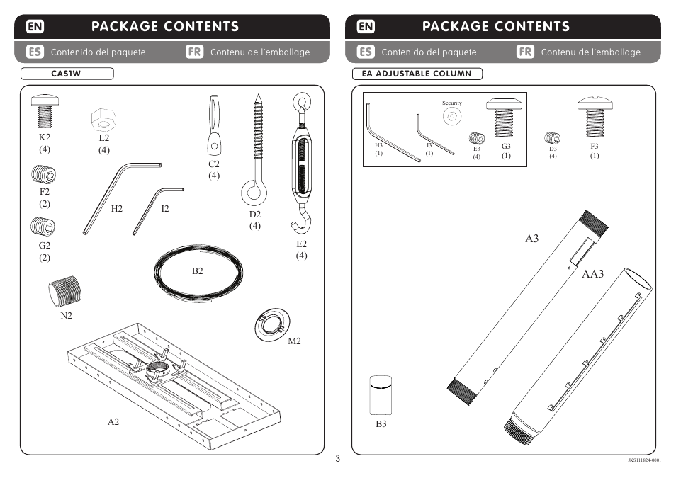 Package contents, A3 aa3 | Crimson JKS User Manual | Page 3 / 8