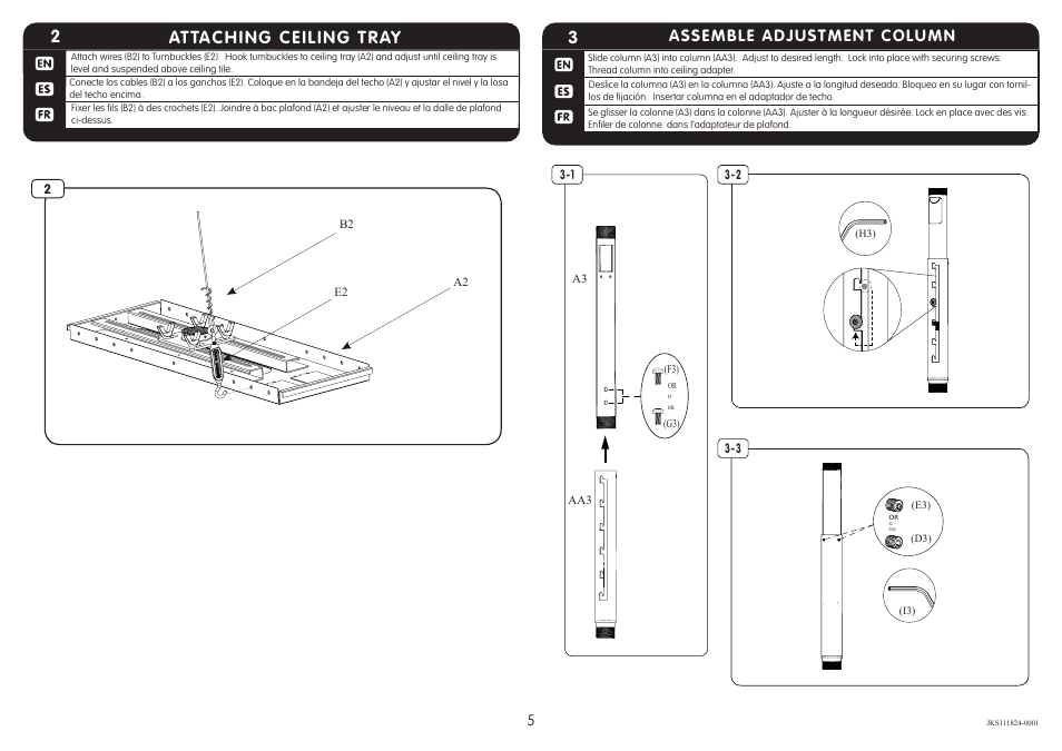 Attaching ceiling tray 2, Assemble adjustment column | Crimson JKS User Manual | Page 5 / 8