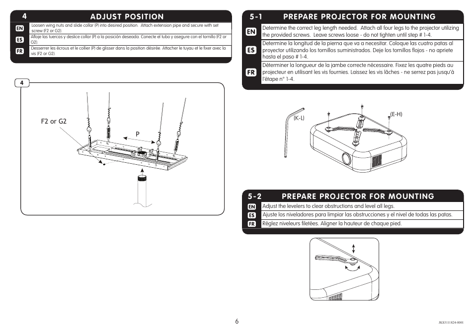Adjust position 4, 1 prepare projector for mounting, Prepare projector for mounting 5-2 | Crimson JKS3 User Manual | Page 6 / 12